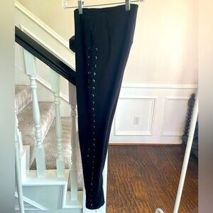 Black Lace-Up Legging Pants